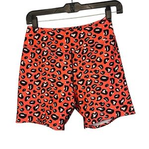 Black Widow Yoga Kitty Shorts Tangerine Animal Print Size L